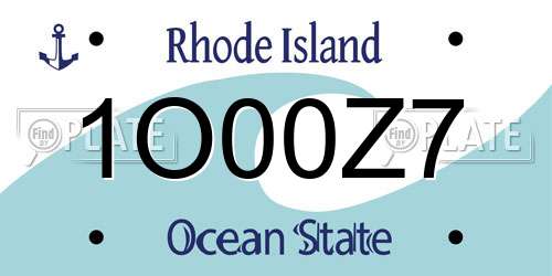 1O00Z7 Rhode Island License Plate