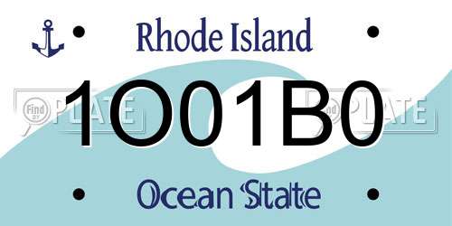 1O01B0 Rhode Island License Plate