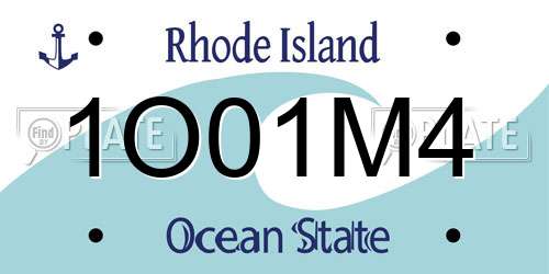 1O01M4 Rhode Island License Plate
