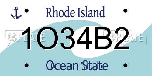 1O34B2 Rhode Island License Plate