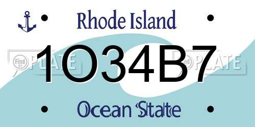 1O34B7 Rhode Island License Plate