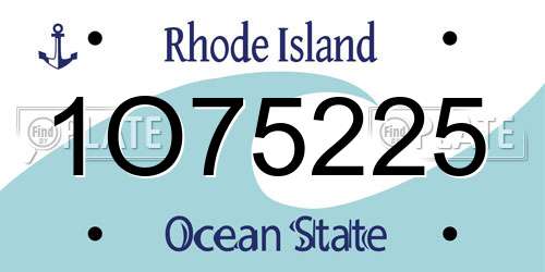 1O75225 Rhode Island License Plate
