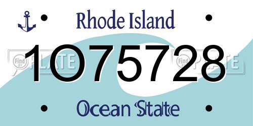 1O75728 Rhode Island License Plate