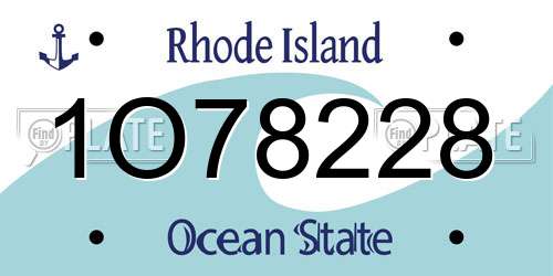 1O78228 Rhode Island License Plate