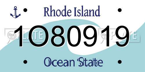 1O80919 Rhode Island License Plate