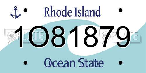 1O81879 Rhode Island License Plate