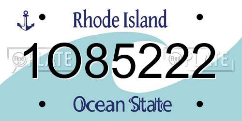 1O85222 Rhode Island License Plate