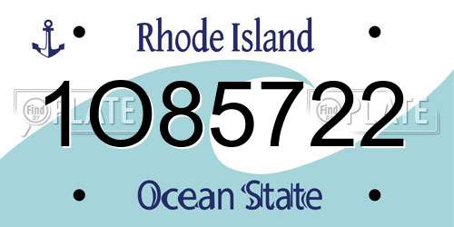 1O85722 Rhode Island License Plate