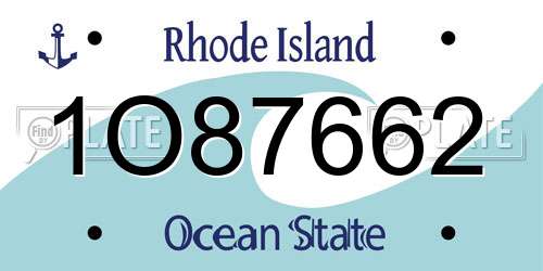 1O87662 Rhode Island License Plate