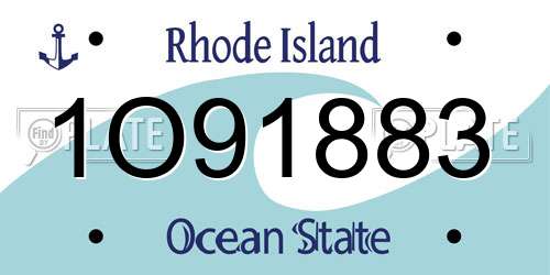 1O91883 Rhode Island License Plate