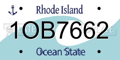 1OB7662 Rhode Island License Plate