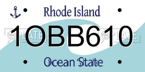 1OBB610 Rhode Island License Plate
