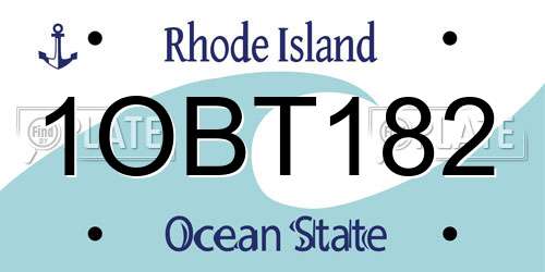 1OBT182 Rhode Island License Plate