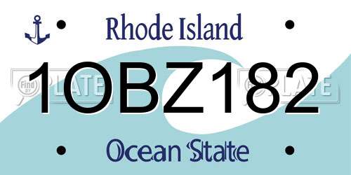 1OBZ182 Rhode Island License Plate