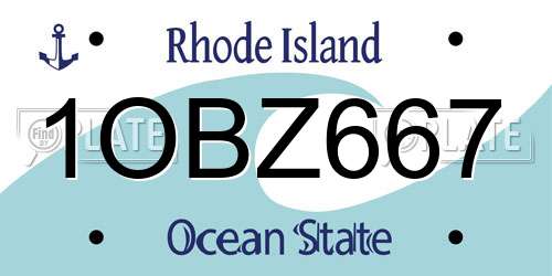 1OBZ667 Rhode Island License Plate