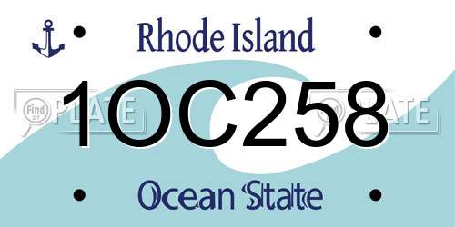 1OC258 Rhode Island License Plate