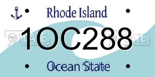 1OC288 Rhode Island License Plate