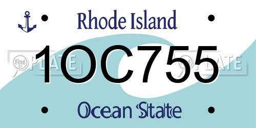 1OC755 Rhode Island License Plate