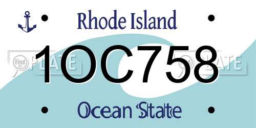 1OC758 Rhode Island License Plate