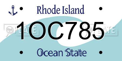 1OC785 Rhode Island License Plate