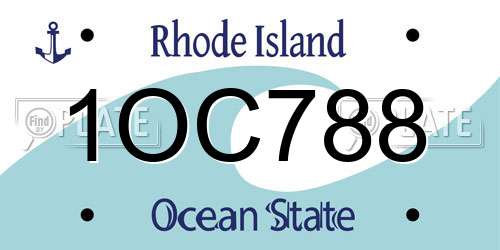 1OC788 Rhode Island License Plate