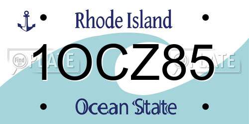 1OCZ85 Rhode Island License Plate