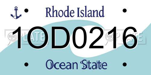 1OD0216 Rhode Island License Plate