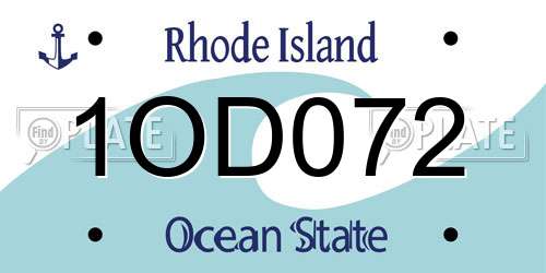 1OD072 Rhode Island License Plate