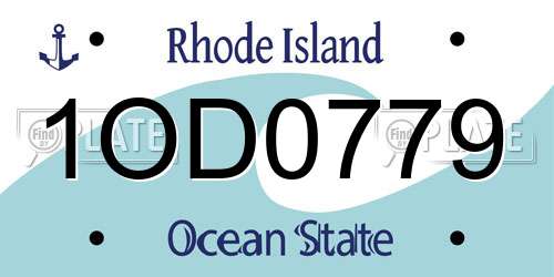 1OD0779 Rhode Island License Plate
