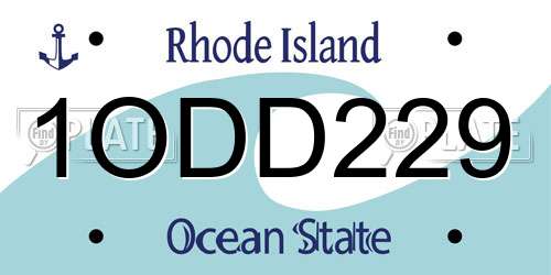 1ODD229 Rhode Island License Plate