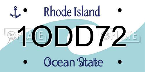 1ODD72 Rhode Island License Plate