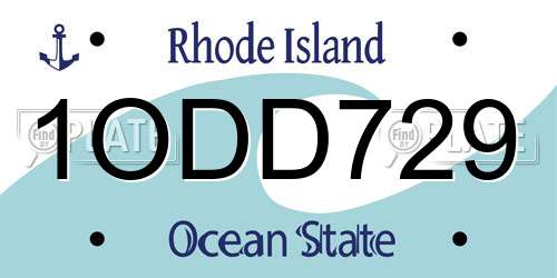 1ODD729 Rhode Island License Plate