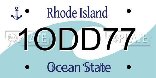 1ODD77 Rhode Island License Plate