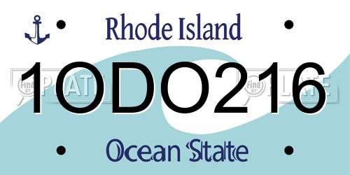 1ODO216 Rhode Island License Plate