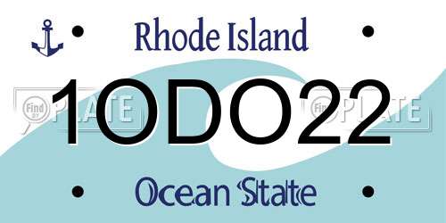1ODO22 Rhode Island License Plate