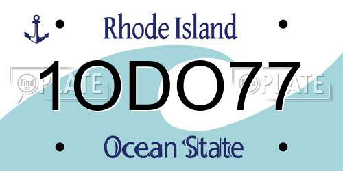 1ODO77 Rhode Island License Plate