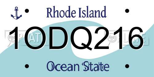 1ODQ216 Rhode Island License Plate