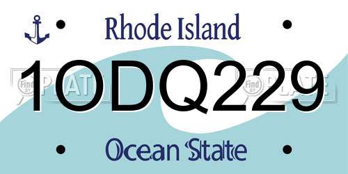1ODQ229 Rhode Island License Plate