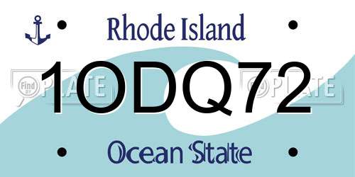 1ODQ72 Rhode Island License Plate