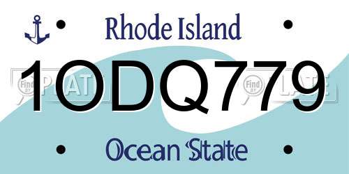 1ODQ779 Rhode Island License Plate