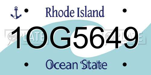 1OG5649 Rhode Island License Plate