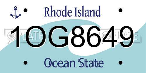 1OG8649 Rhode Island License Plate