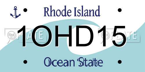 1OHD15 Rhode Island License Plate