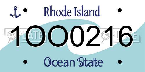 1OO0216 Rhode Island License Plate