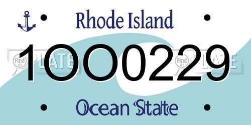 1OO0229 Rhode Island License Plate