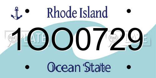1OO0729 Rhode Island License Plate