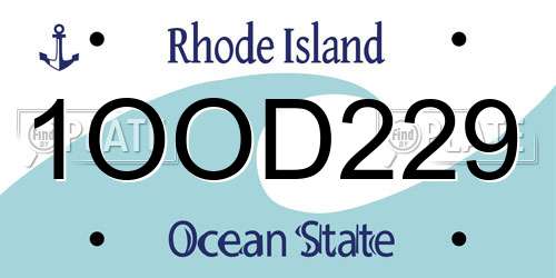 1OOD229 Rhode Island License Plate