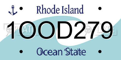 1OOD279 Rhode Island License Plate