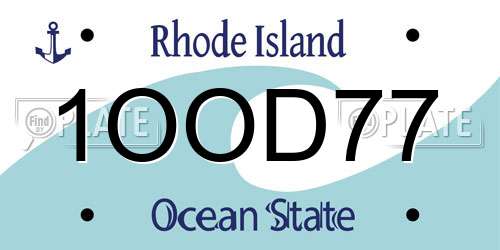 1OOD77 Rhode Island License Plate