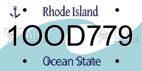1OOD779 Rhode Island License Plate